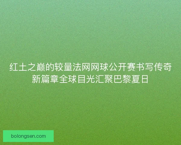 红土之巅的较量法网网球公开赛书写传奇新篇章全球目光汇聚巴黎夏日