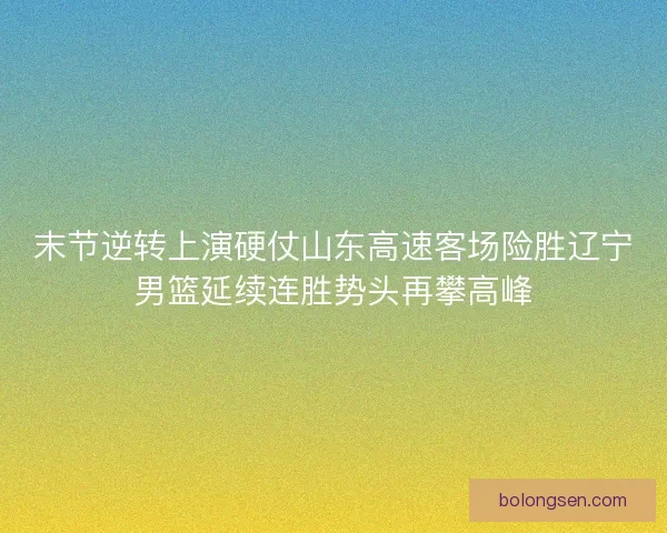 末节逆转上演硬仗山东高速客场险胜辽宁男篮延续连胜势头再攀高峰